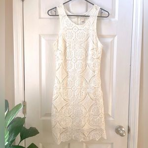 Japna Off-White Lace Overlay Sleeveless Dress Size Medium. 100% Cotton